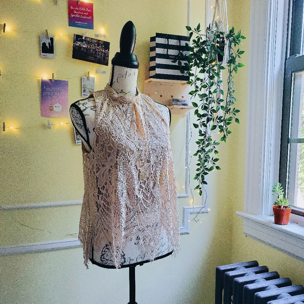 Lacy Flowy High Neck Top